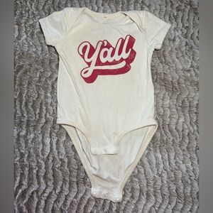 White onesie with red word Yall. Size 12-18 months